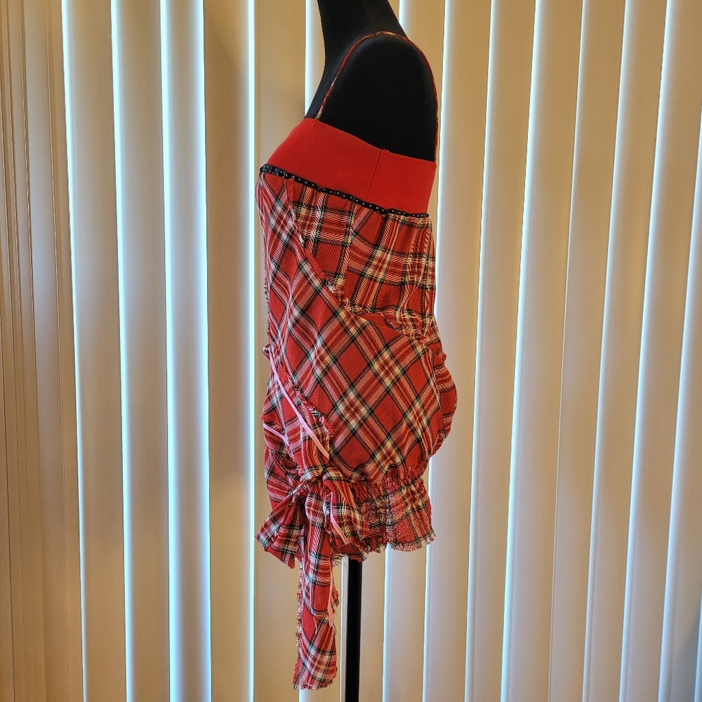 Red Plaid Strapless Top - Picture 5 of 13